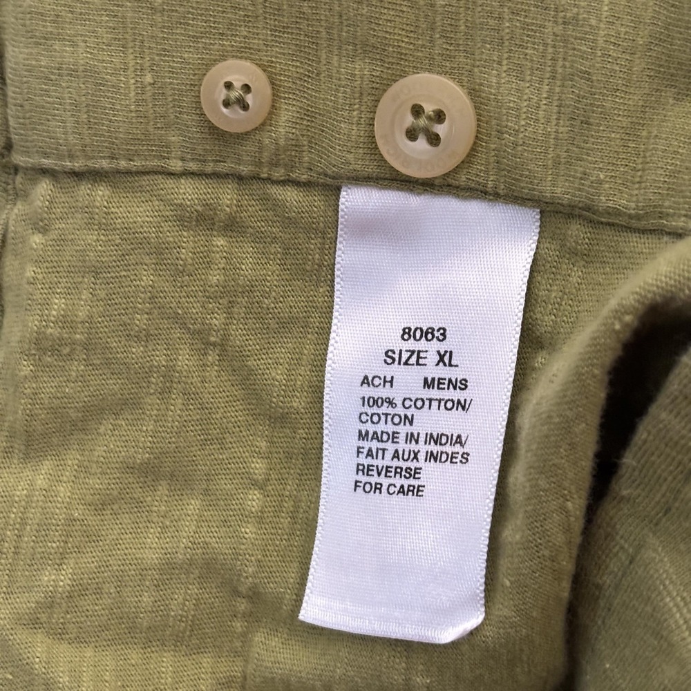 Woolrich Shirt Mens XL Olive Green Short Sleeve Button Front Cotton Pockets - Picture 7 of 15